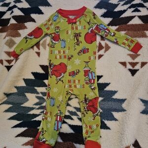 Grinch Dr. Seuss  Green and Red Kids One Piece Footie